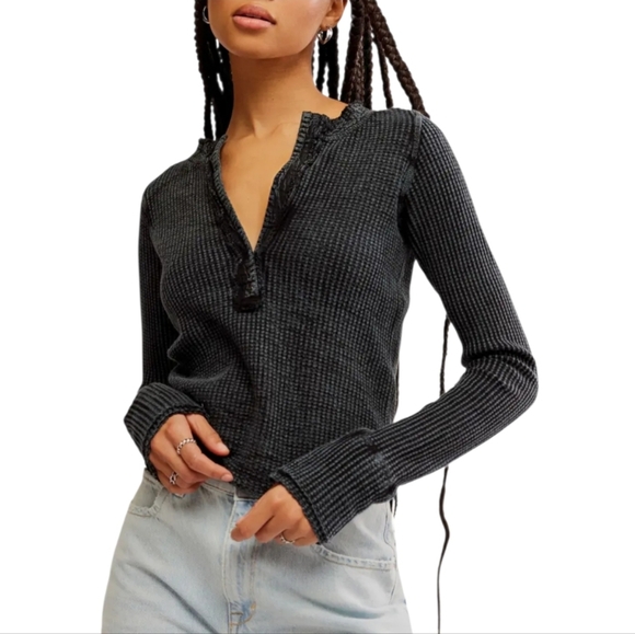 Free People Tops - Free People Mineral Washed Henley Size S